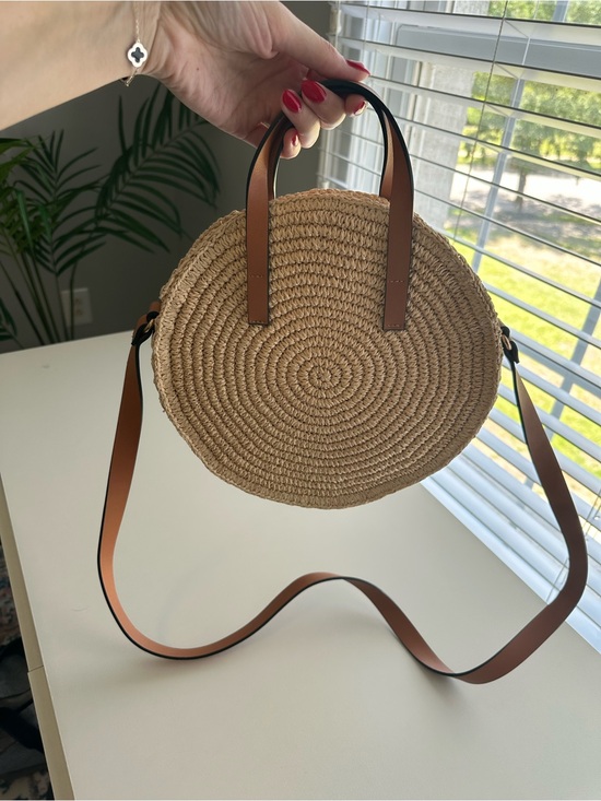 H&M Handbags - H&M Round Straw Crossbody Bag with Brown Straps